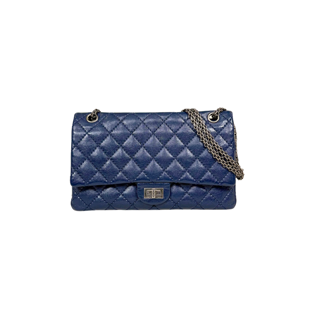 Reissue Bag Navy Blue Calfskin Leather Silver-tone Hardware