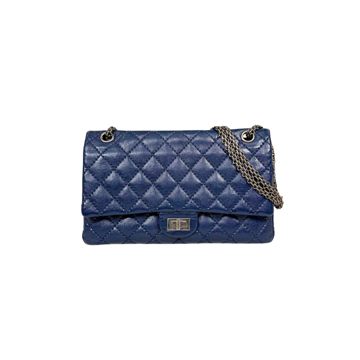 Reissue Bag Navy Blue Calfskin Leather Silver-tone Hardware