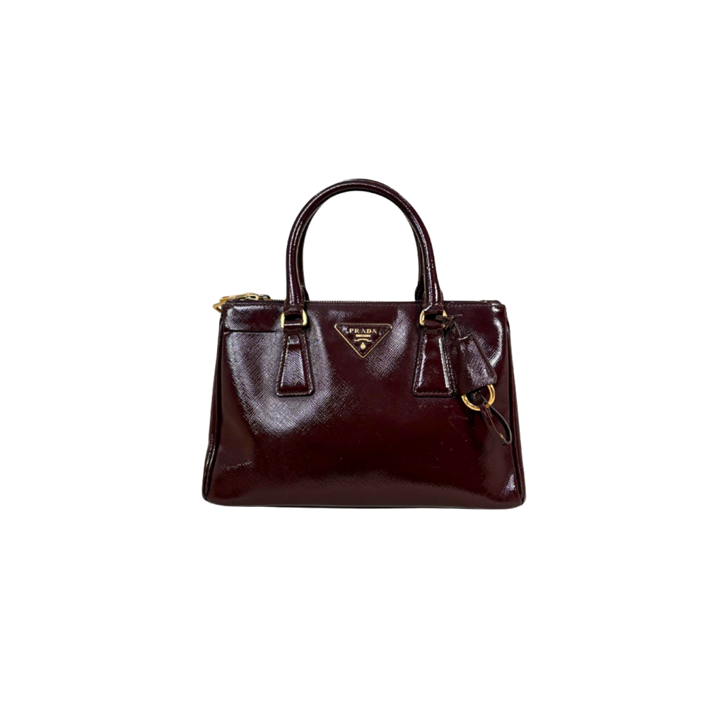 Spazzolato Burgundy Patent Leather Gold Hardware