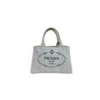 Canapa Tote Bag Grey Demin Canvas Gold Hardware