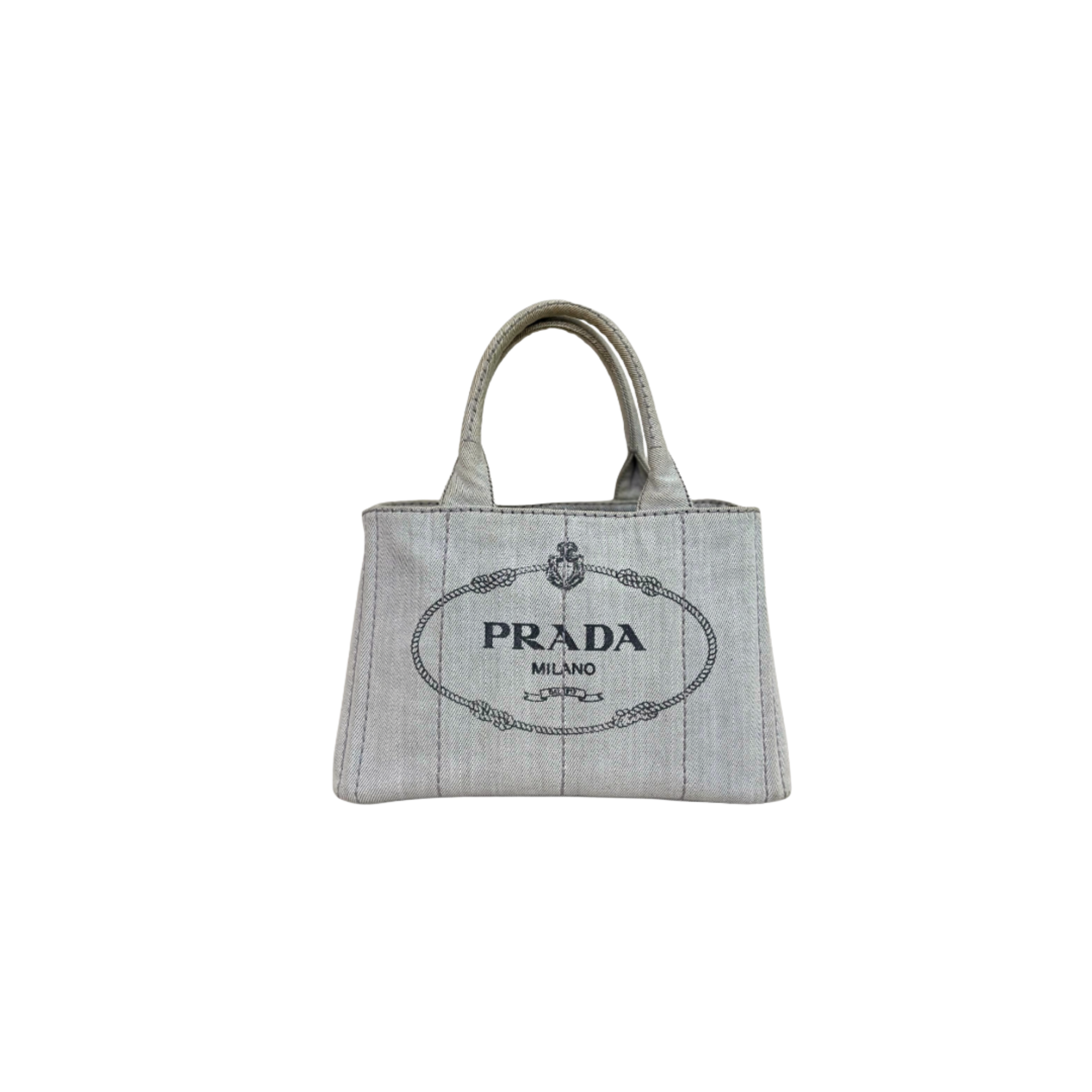 Canapa Tote Bag Grey Demin Canvas Gold Hardware