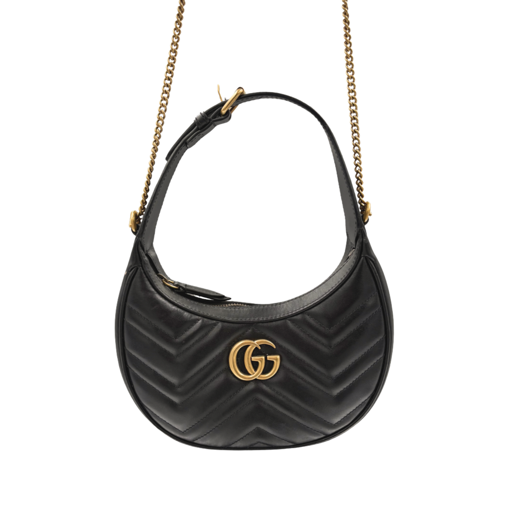Half Moon Mini Bag Black GG Marmont Gold Hardware