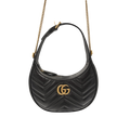 Half Moon Mini Bag Black GG Marmont Gold Hardware
