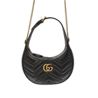 Half Moon Mini Bag Black GG Marmont Gold Hardware