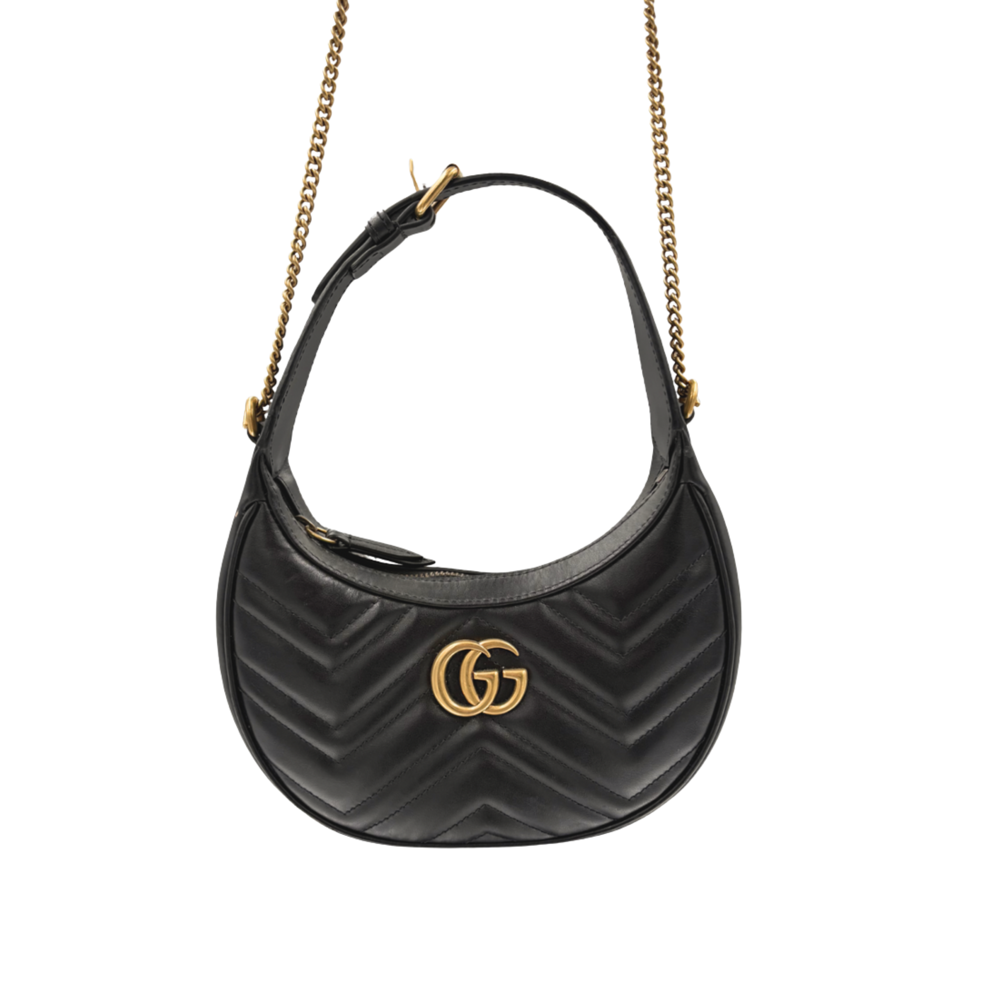 Half Moon Mini Bag Black GG Marmont Gold Hardware