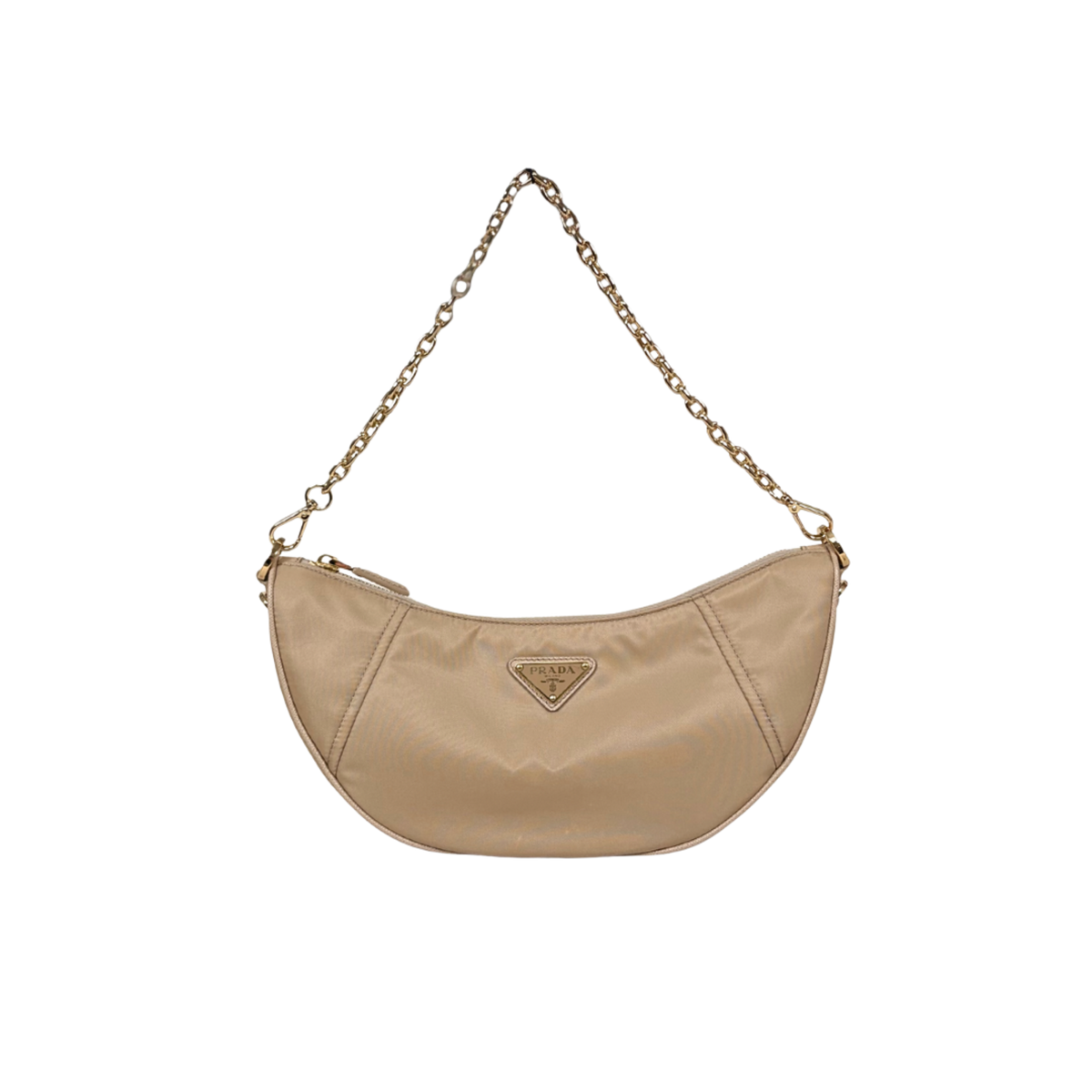 Re-nylon Demi Lune Bandoliera Bag Beige Gold Hardware