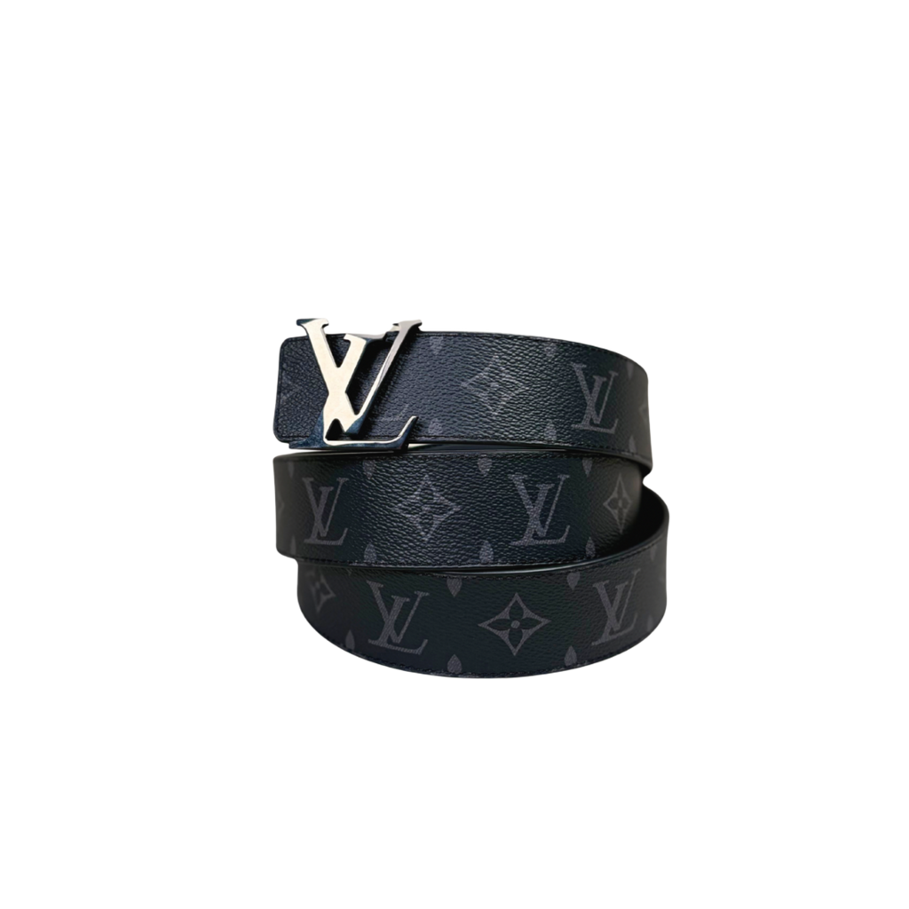 Initials Belt Reversible Black Monogram Silver Hardware Size 120/48