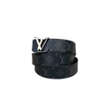 Initials Belt Reversible Black Monogram Silver Hardware Size 120/48