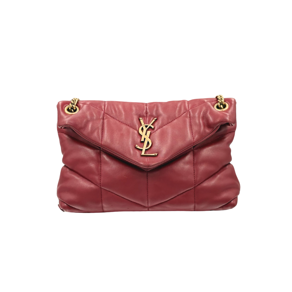 Loulou Puffer Small Red Lambskin Leather Gold Hardware