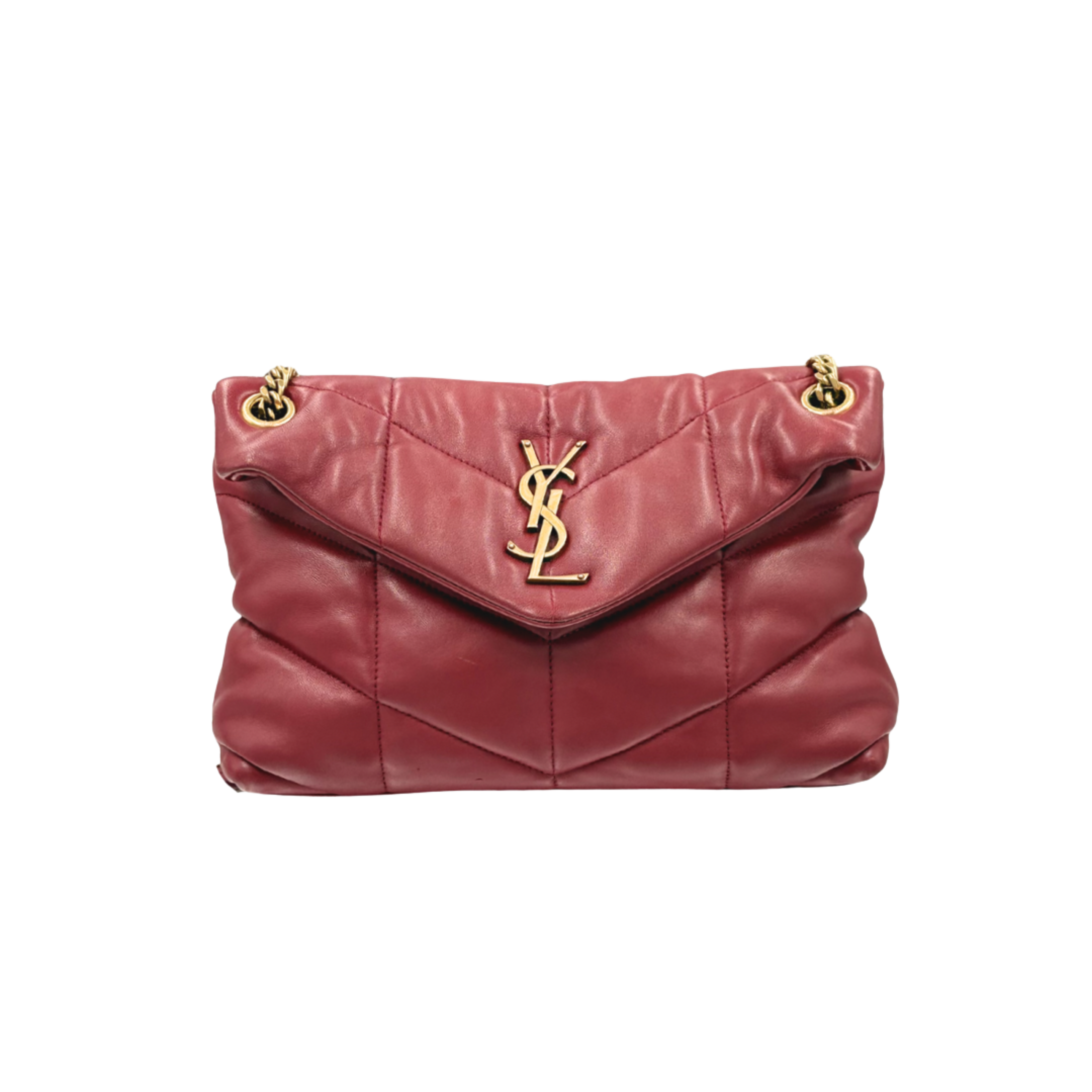 Loulou Puffer Small Red Lambskin Leather Gold Hardware