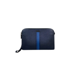 Clutch Saffiano Leather Navy Blue Silver Hardware