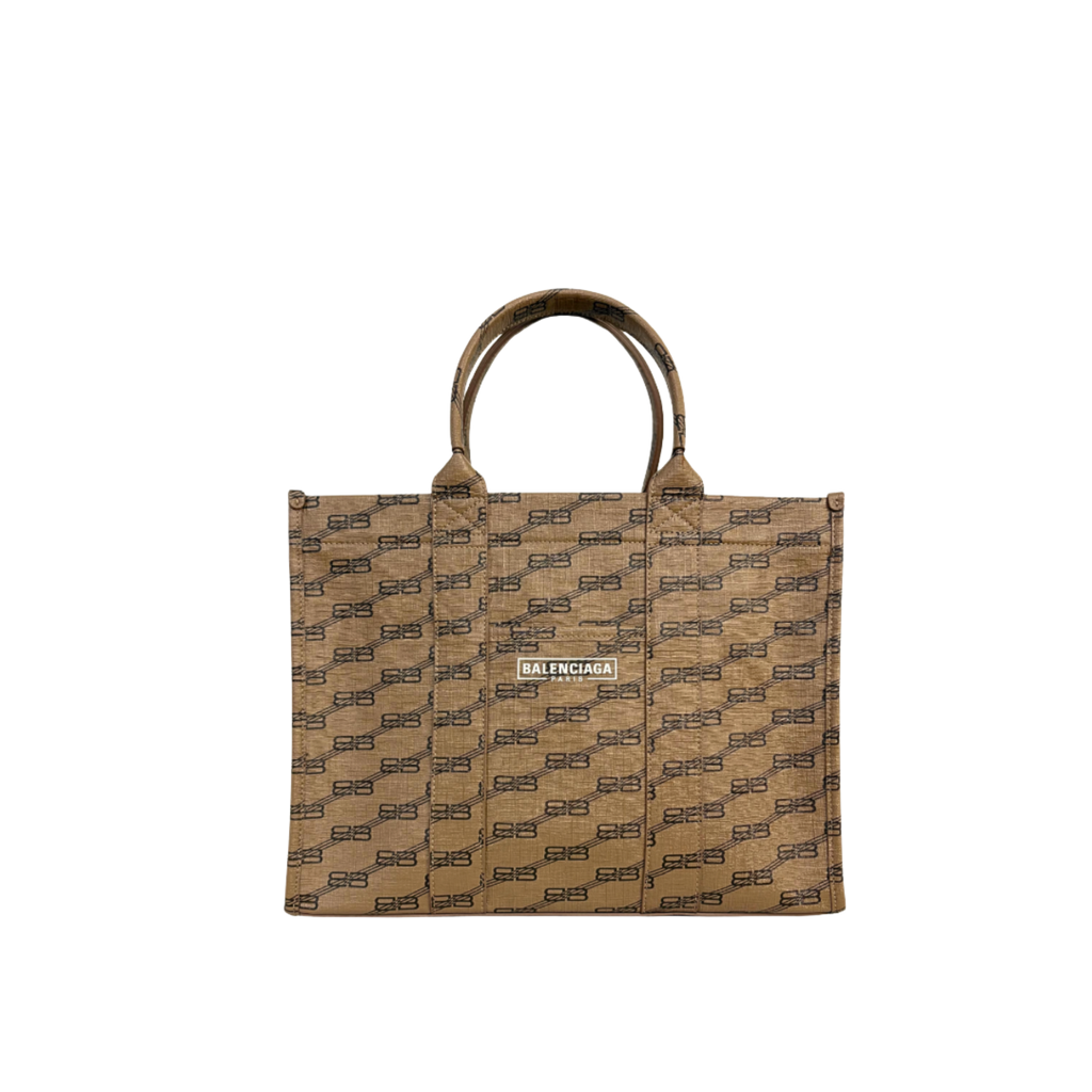 BB Monogram Signature Brown Tote Bag Gold Hardware