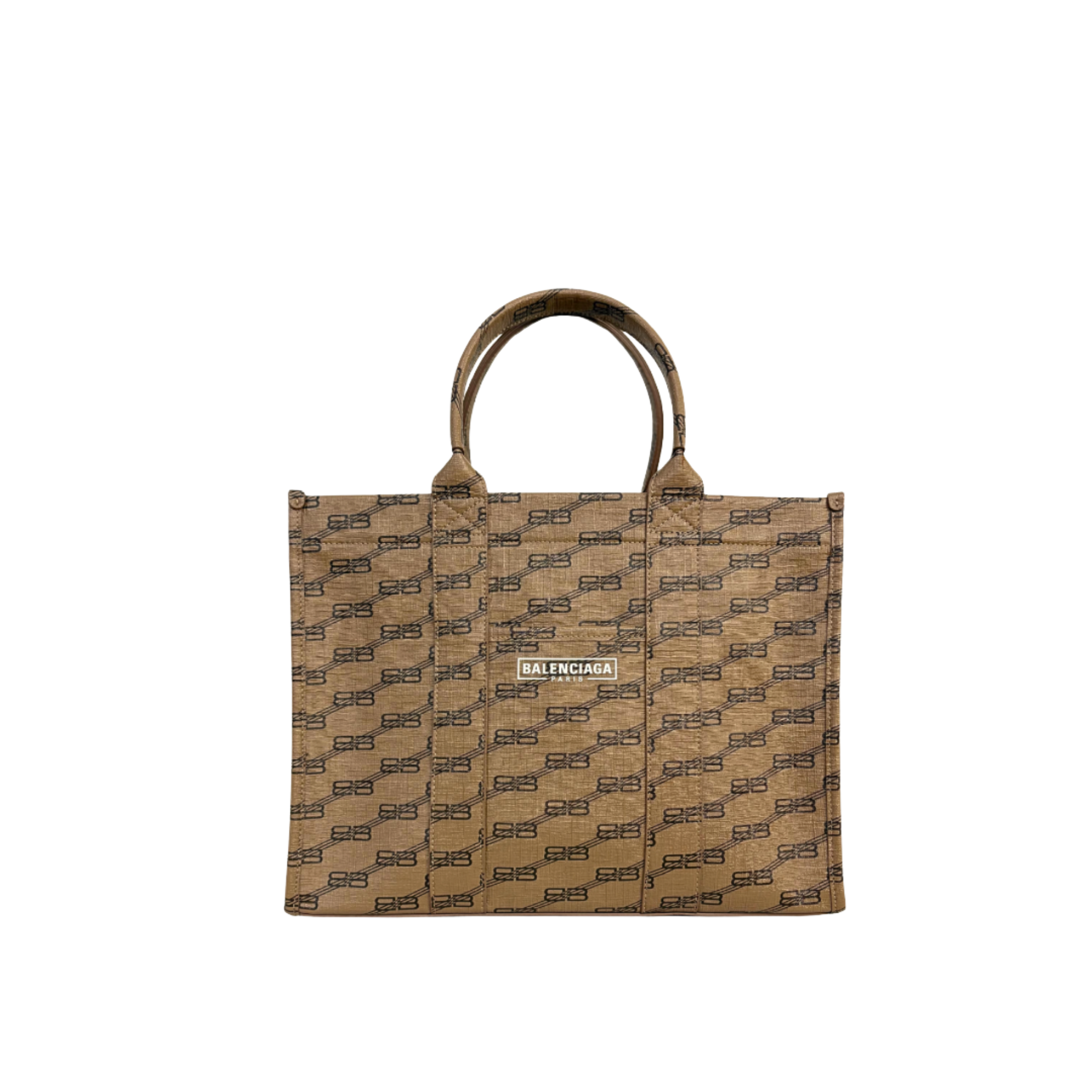 BB Monogram Signature Brown Tote Bag Gold Hardware