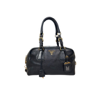 Bauletto Bag Vitello Black Daino Leather Gold Hardware