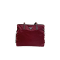 Tessuto Nylon Saffiano Tote Bag Burgundy Silver Hardware