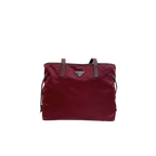 Tessuto Nylon Saffiano Tote Bag Burgundy Silver Hardware