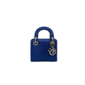 Mini Lady Dior Bag Blue Lizard W/ Crystals Charms Silver Hardware