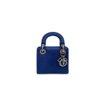 Mini Lady Dior Bag Blue Lizard W/ Crystals Charms Silver Hardware