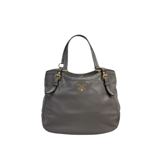 Signature Hobo Bag Vitello Daino Leather Grey Gold Hardware