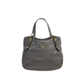 Signature Hobo Bag Vitello Daino Leather Grey Gold Hardware