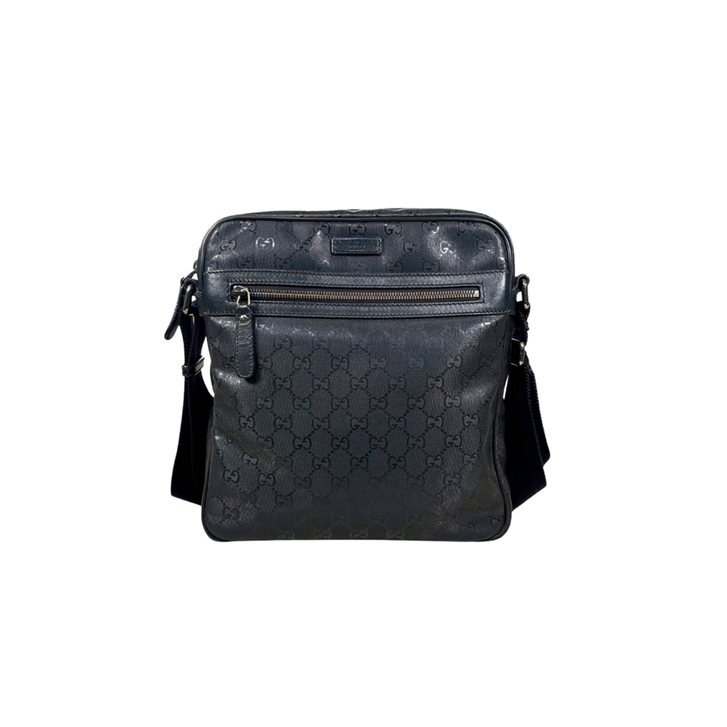 Imprime Messenger Bag Black GG Coated Canvas Silver-Tone Hardware