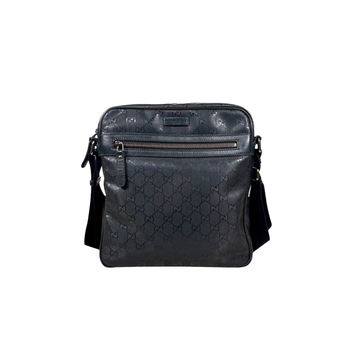 Imprime Messenger Bag Black GG Coated Canvas Silver-Tone Hardware