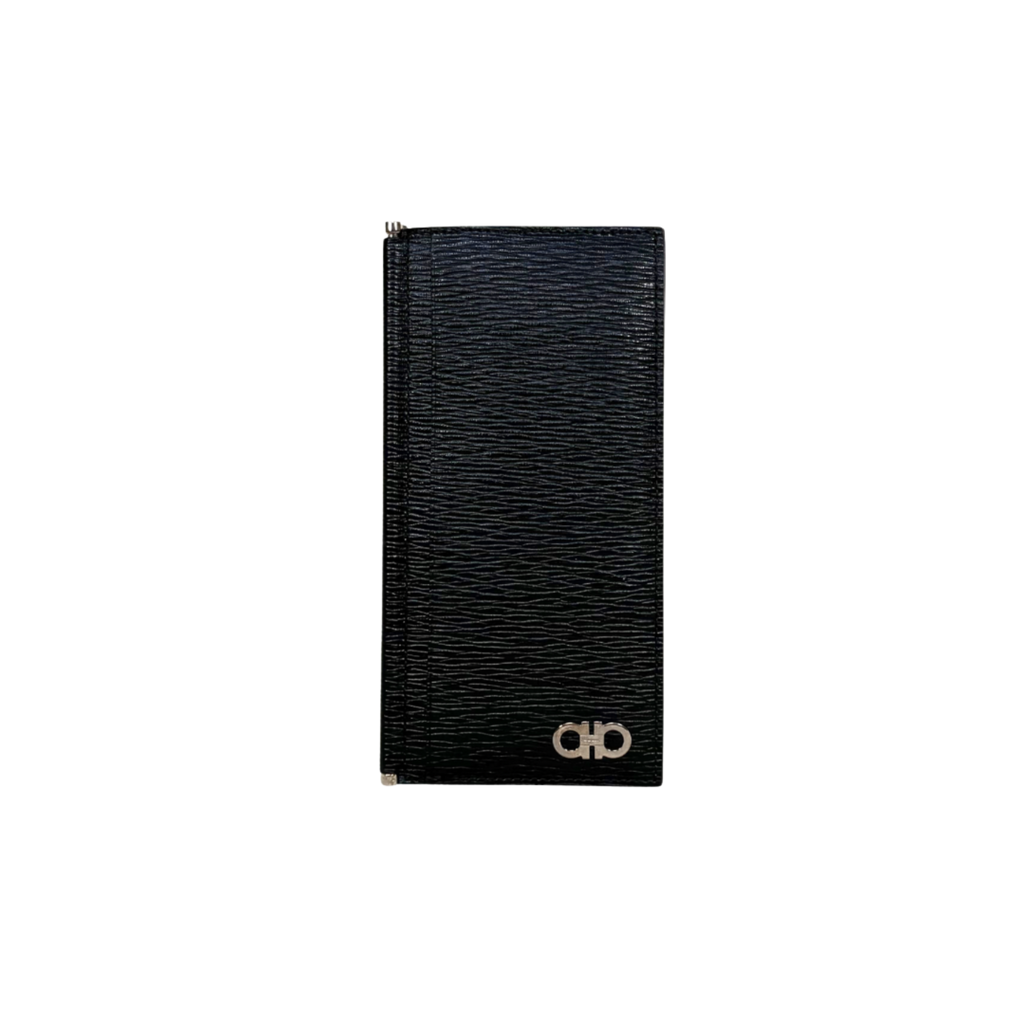 Gancini Bi-Fold Wallet Black Silver Hardware