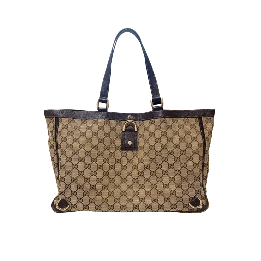 Abbey D-Ring Brown GG Canvas Silver Hardware