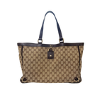 Abbey D-Ring Brown GG Canvas Silver Hardware