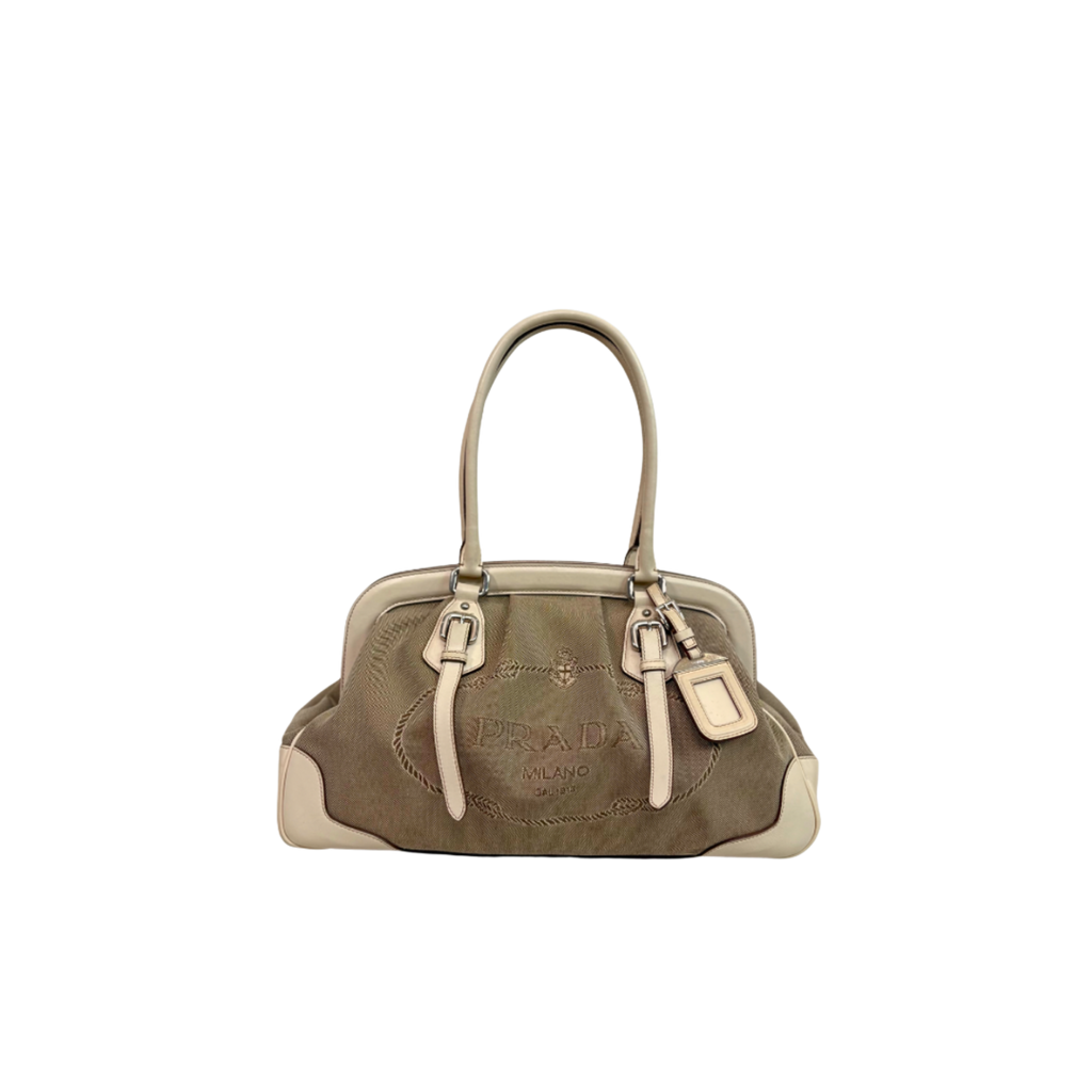 Doctor Logo Jacquard Canapa Frame Handbag Silver Hardware