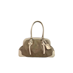 Doctor Logo Jacquard Canapa Frame Handbag Silver Hardware