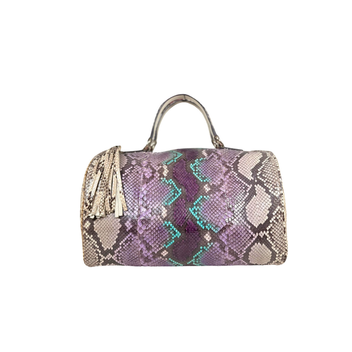 Boston Bag Beige/Purple Python Soho Leather Gold Hardware