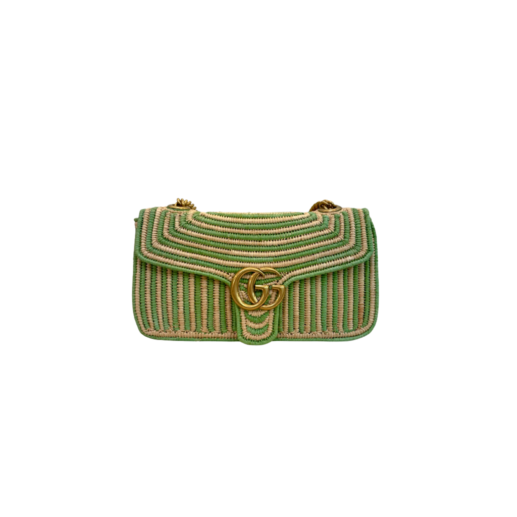 Limited Edition GG Marmont Medium Raffia Woven Gold Hardware