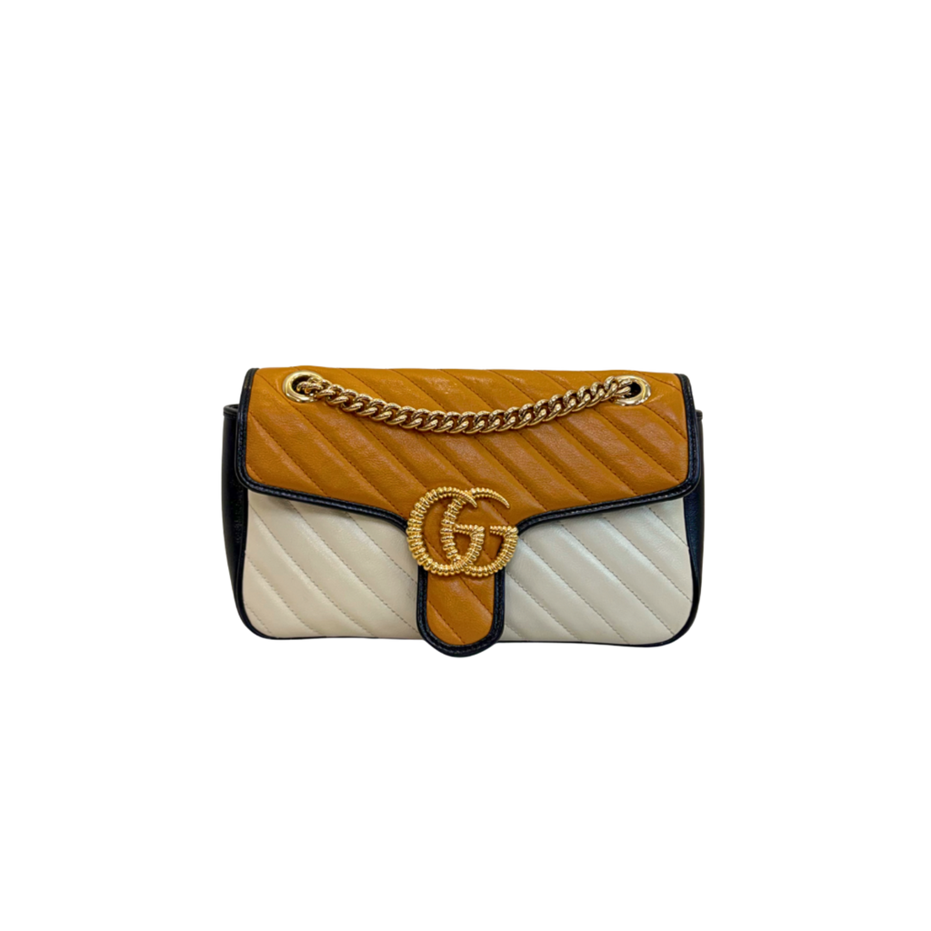 GG Marmont Shoulder Bag Mustard/White Gold Hardware