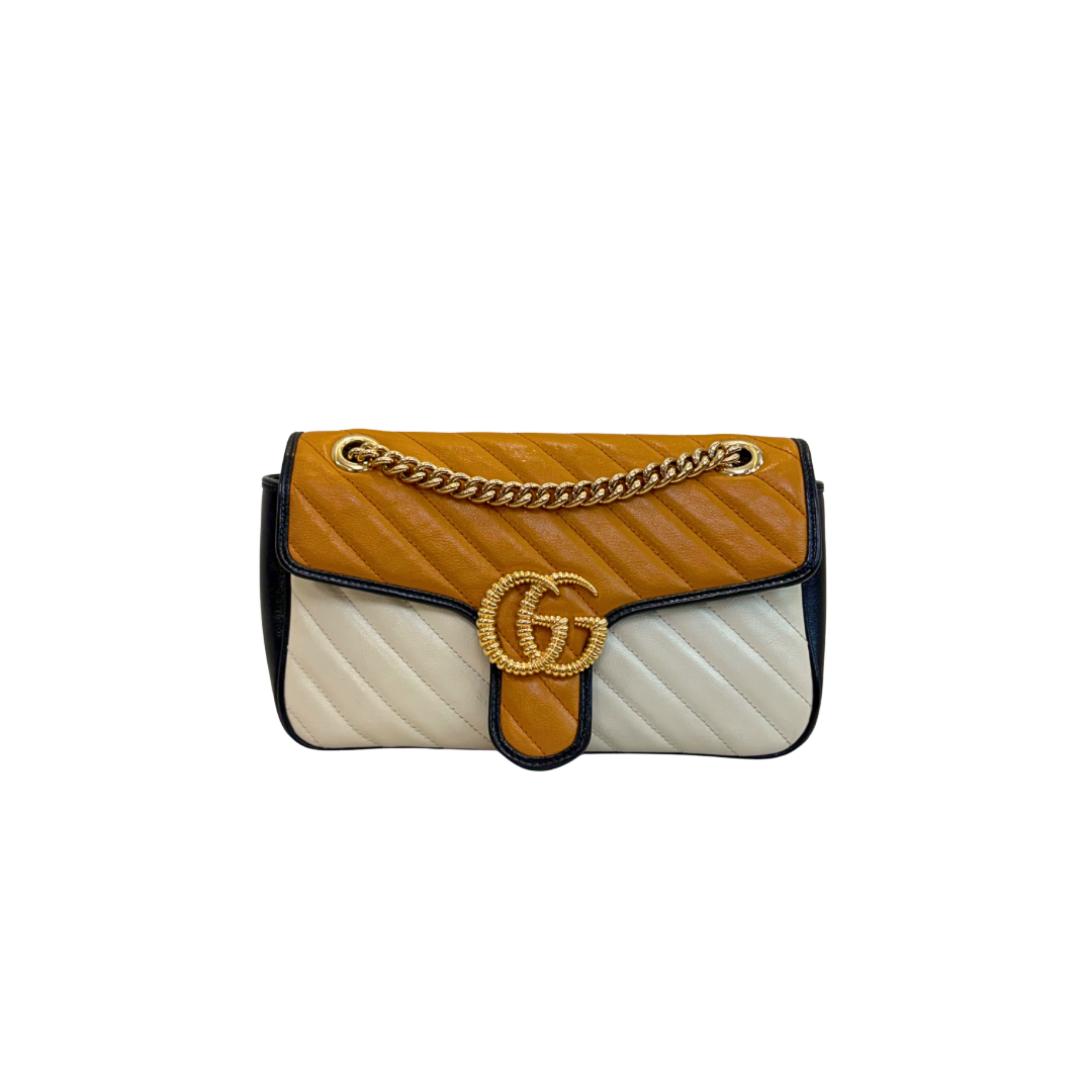 GG Marmont Shoulder Bag Mustard/White Gold Hardware