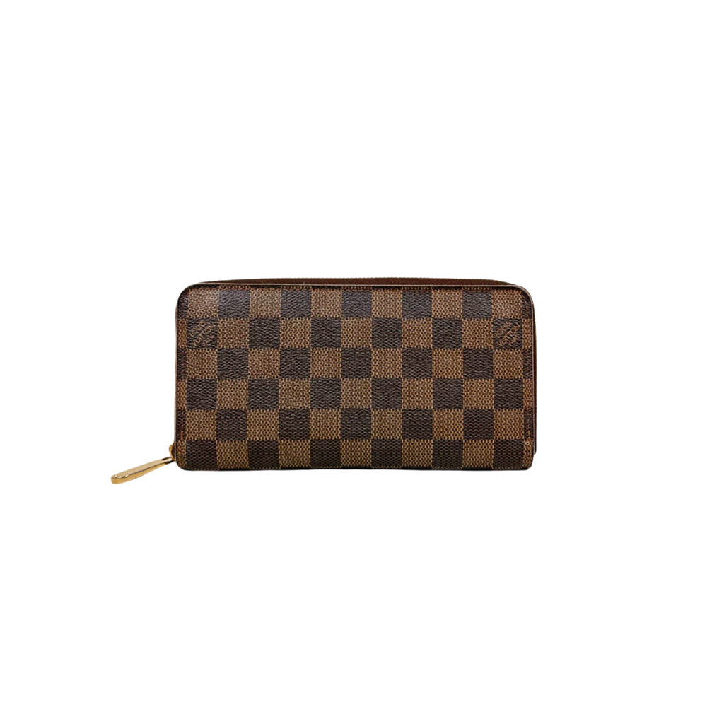 Zippy Wallet Damier Ebene Canvas Gold Hardware