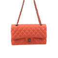 Classic Double Flap Medium Coral Orange Patent Leather