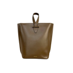 Virtus Bucket Shopper Bag Olive Brown Gold Hardware