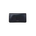 Long Bi-fold Wallet Black Smooth Leather