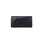 Long Bi-fold Wallet Black Smooth Leather