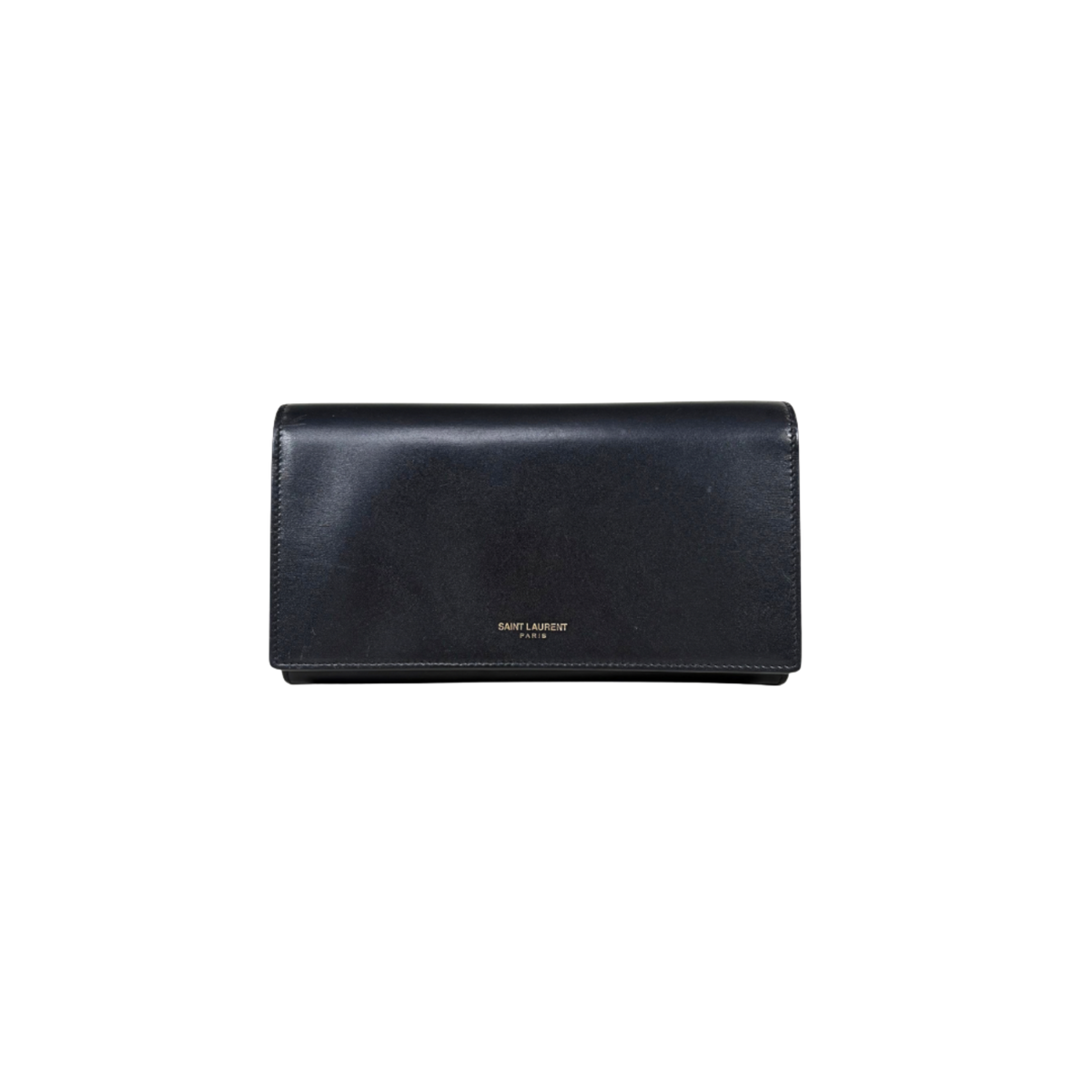 Long Bi-fold Wallet Black Smooth Leather