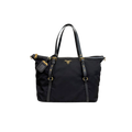 Tessuto Nylon Saffiano Black Leather Tote Bag Gold Hardware