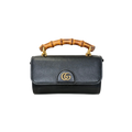 Mini Bamboo Top Handle Bag Black Gold Hardware