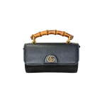 Mini Bamboo Top Handle Bag Black Gold Hardware