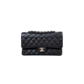 Classic Double Flap Medium Black Caviar Leather Silver Hardware Series 15