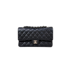 Classic Double Flap Medium Black Caviar Leather Silver Hardware Series 15