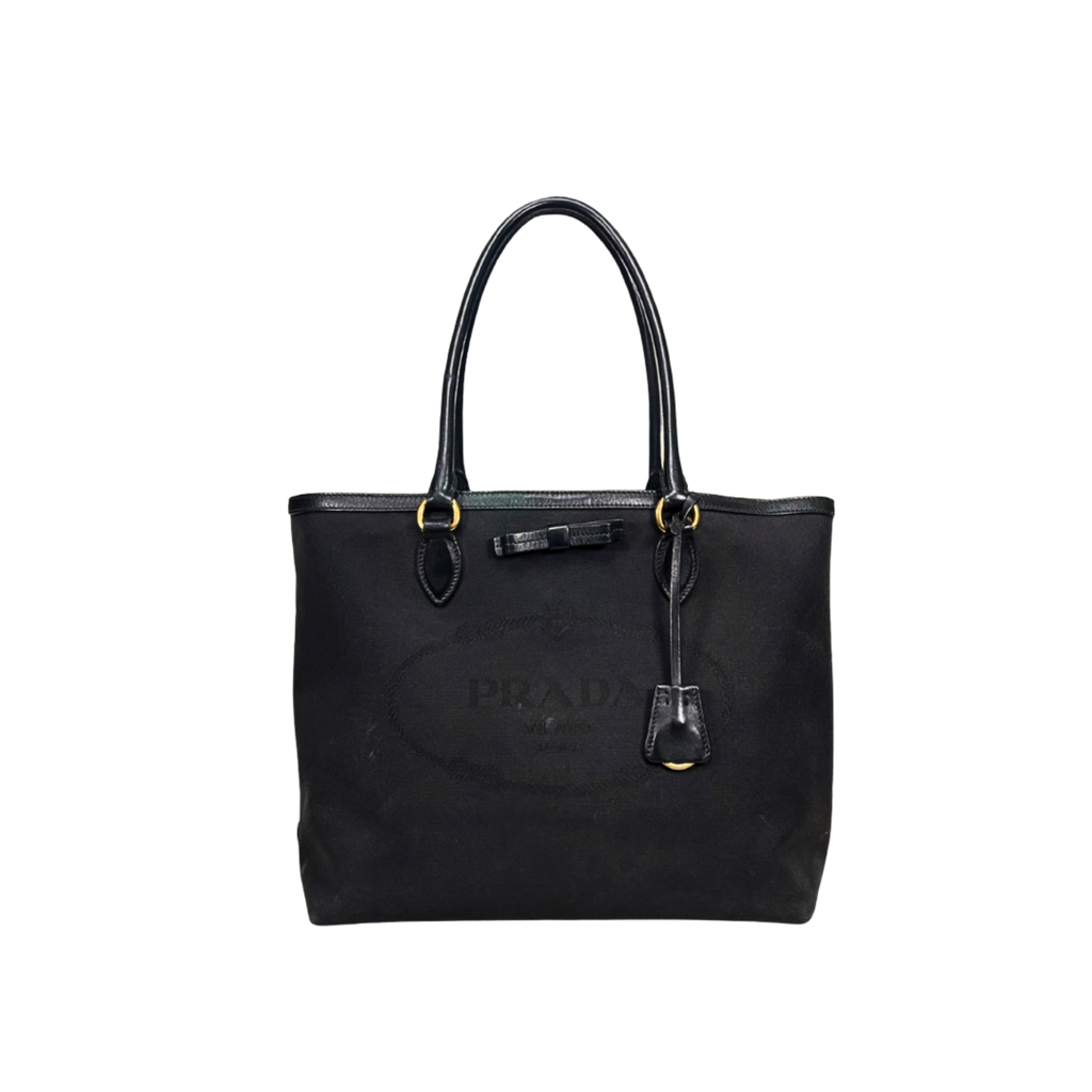 Canvas Tote Bag Black Gold Hardware