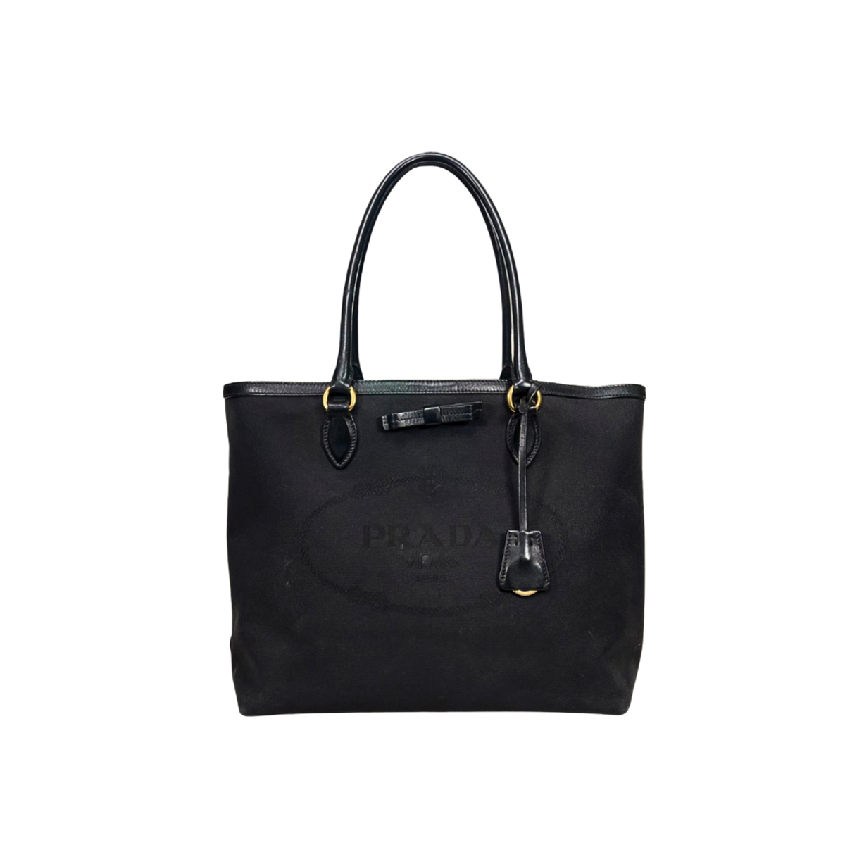 Canvas Tote Bag Black Gold Hardware
