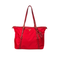 Tessuto Tote Red Saffiano Leather Gold Hardware