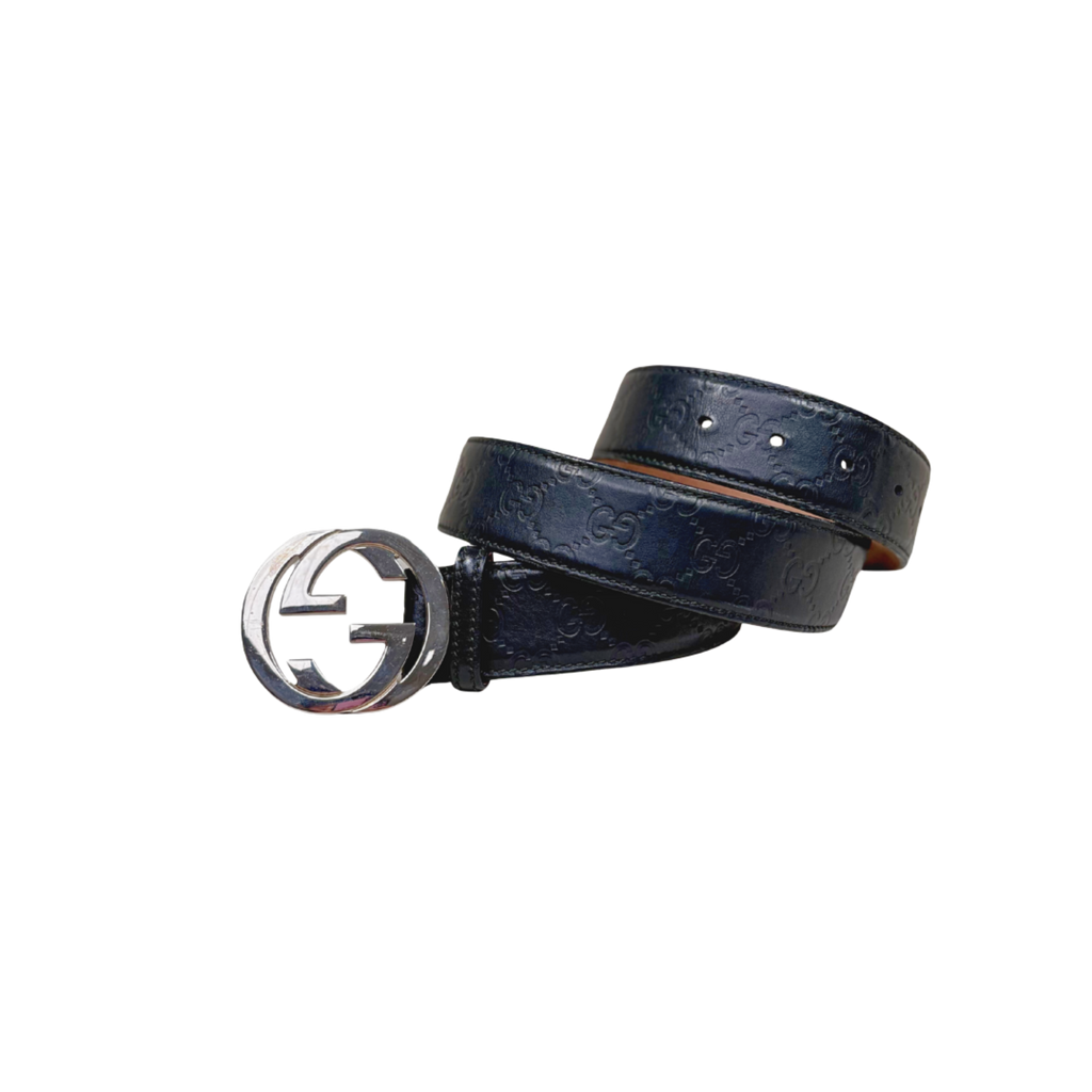 Belt Black Silver Hardware Size 90/36